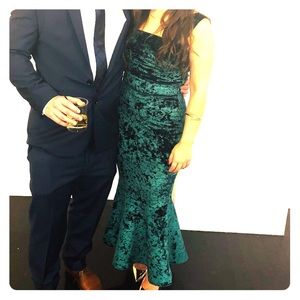 True Violet Green Velvet Dress